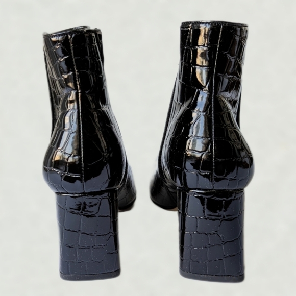 Eloquii Lexa Faux Patent Croc Leather 3" Block Heel Ankle Boot Round Toe- sz 9W - Picture 4 of 11